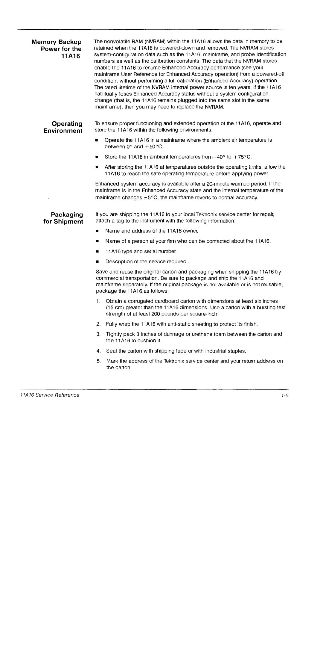 Tektronix 11A16 manual 