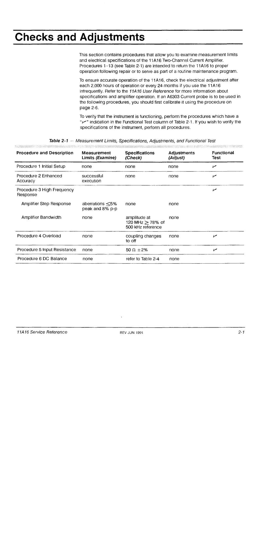 Tektronix 11A16 manual 