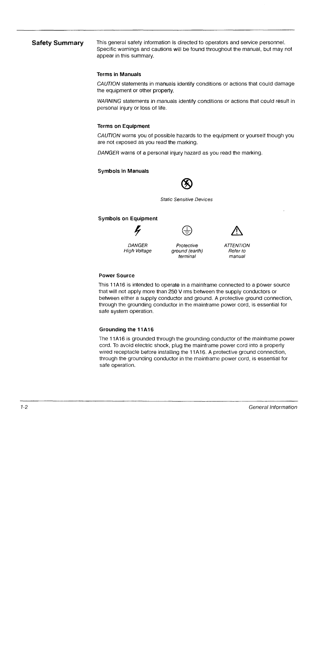 Tektronix 11A16 manual 