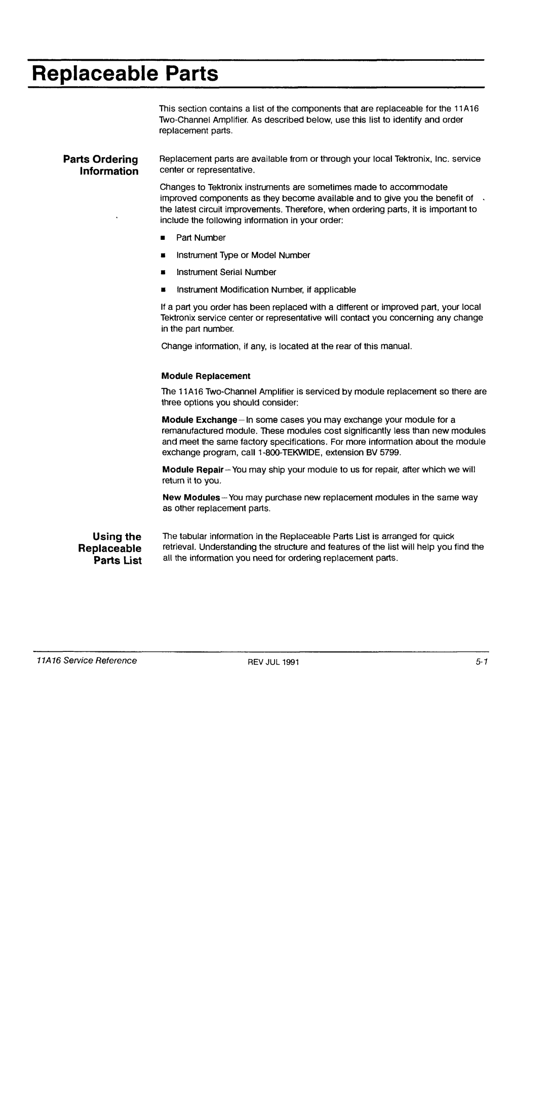 Tektronix 11A16 manual 