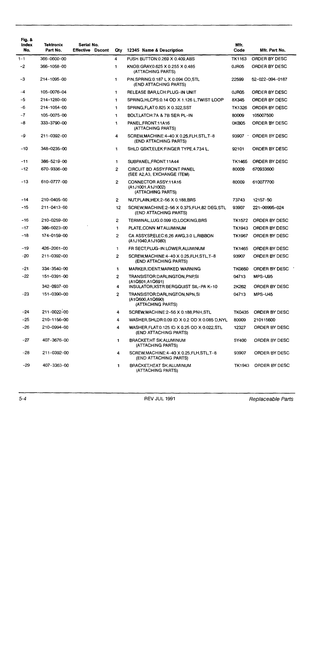 Tektronix 11A16 manual 