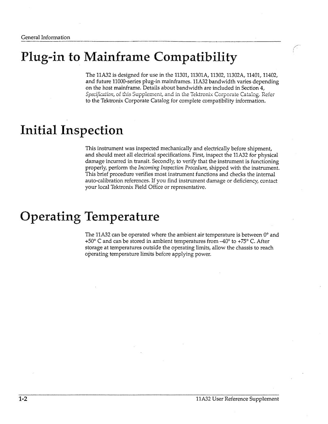 Tektronix 11A32 manual 