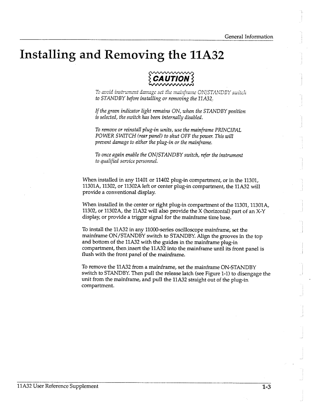 Tektronix 11A32 manual 