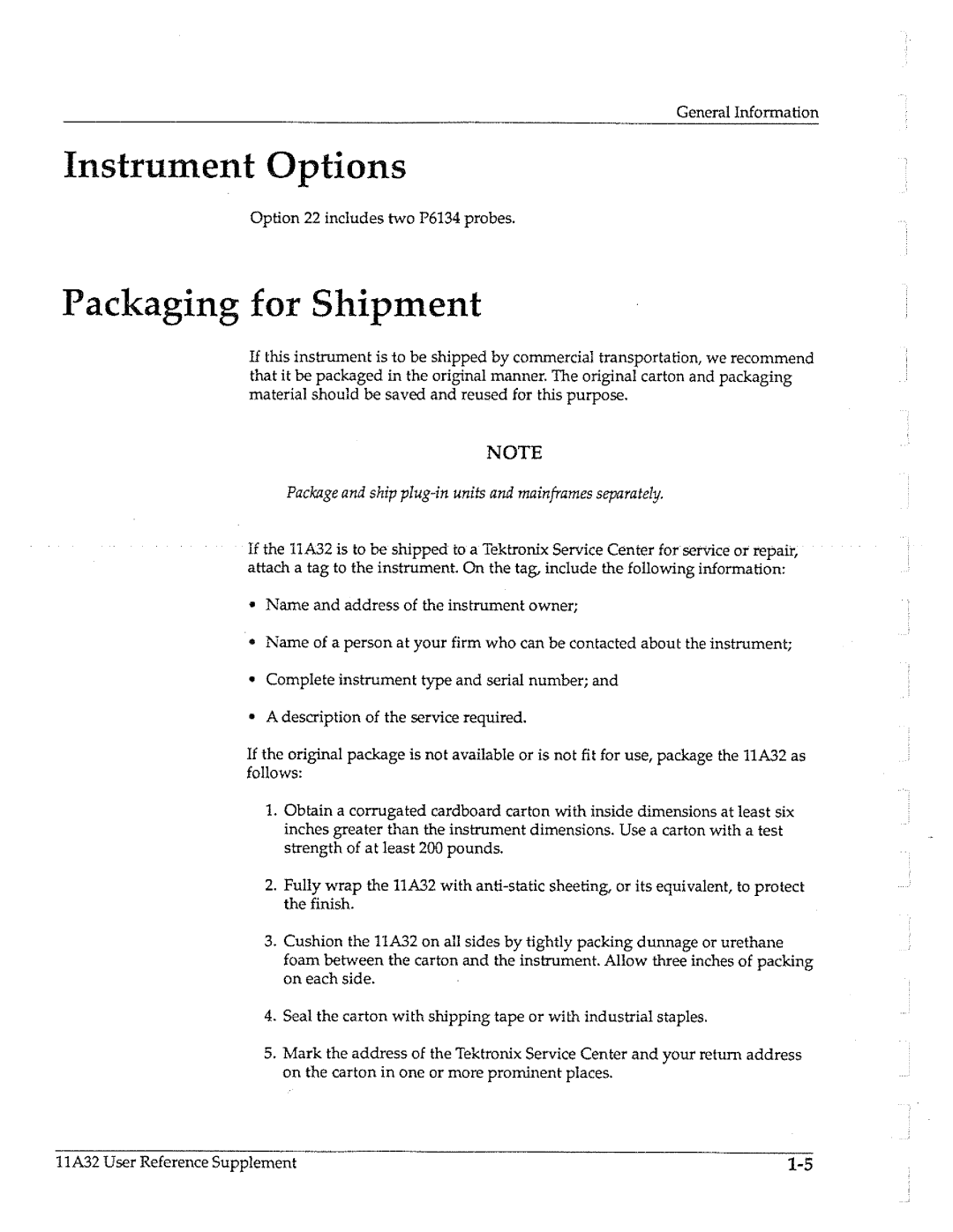 Tektronix 11A32 manual 