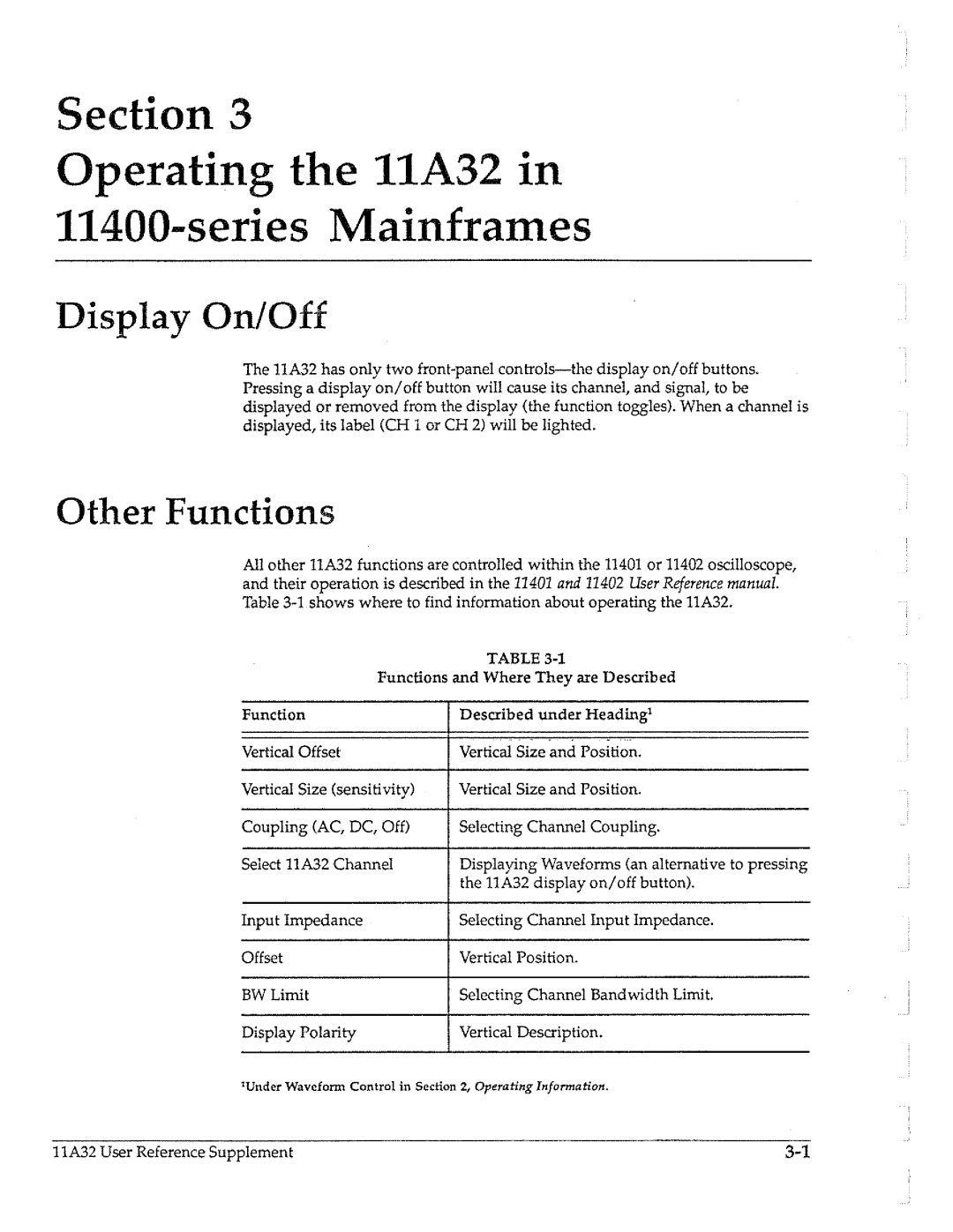 Tektronix 11A32 manual 