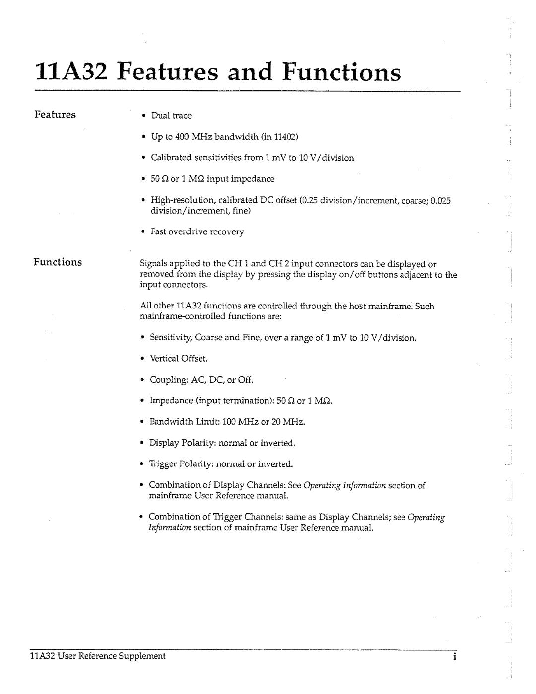 Tektronix 11A32 manual 