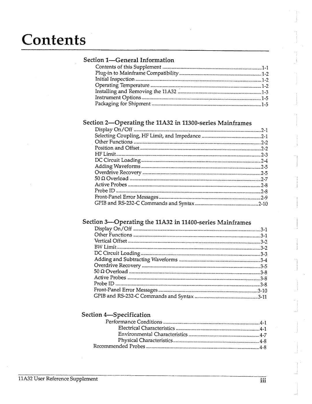 Tektronix 11A32 manual 