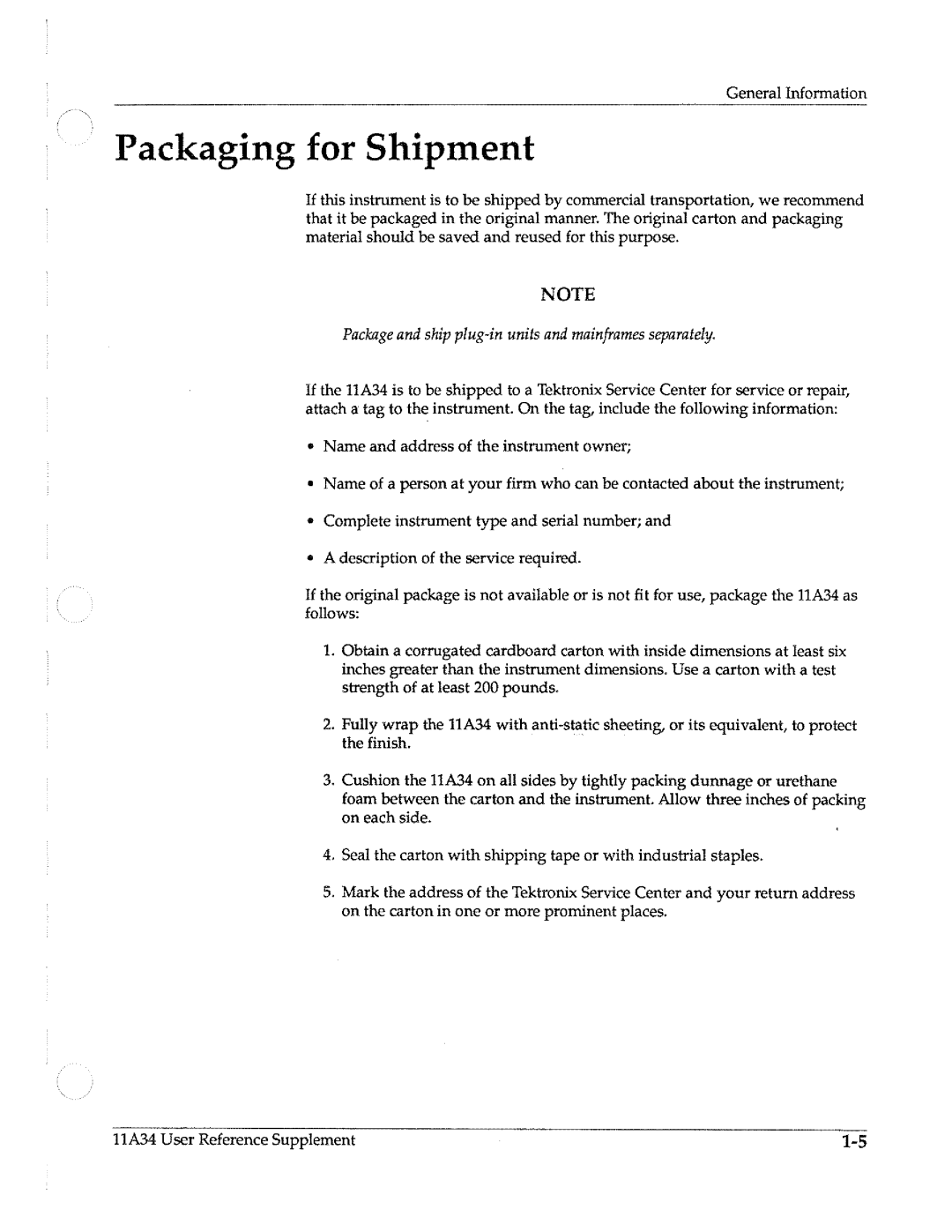 Tektronix 11A34 manual 