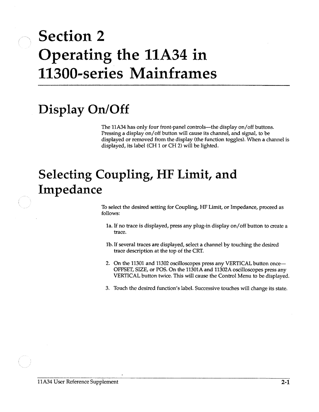 Tektronix 11A34 manual 