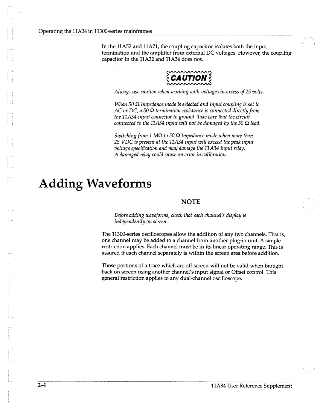 Tektronix 11A34 manual 