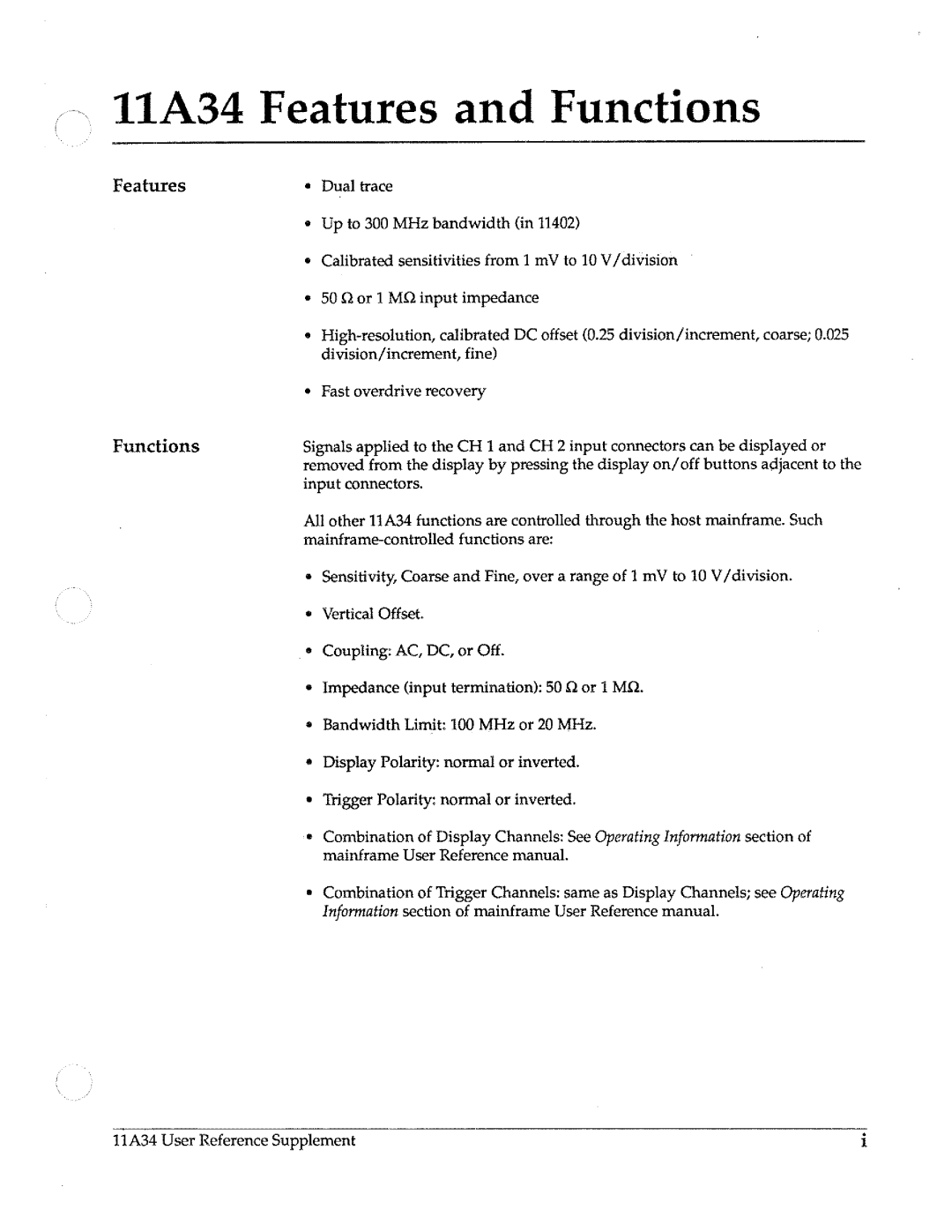 Tektronix 11A34 manual 