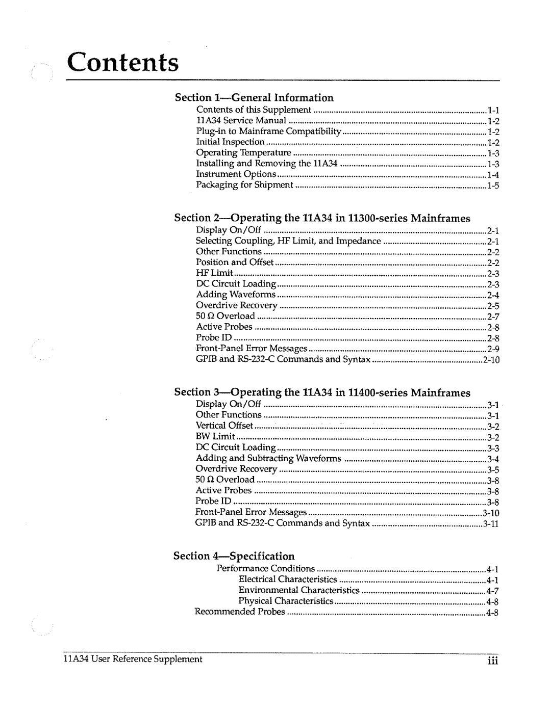 Tektronix 11A34 manual 