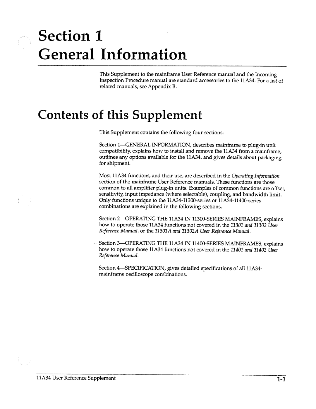 Tektronix 11A34 manual 