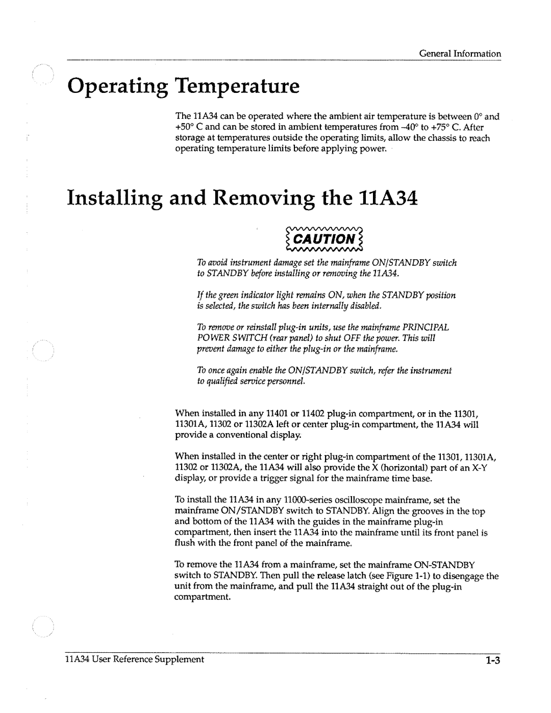 Tektronix 11A34 manual 