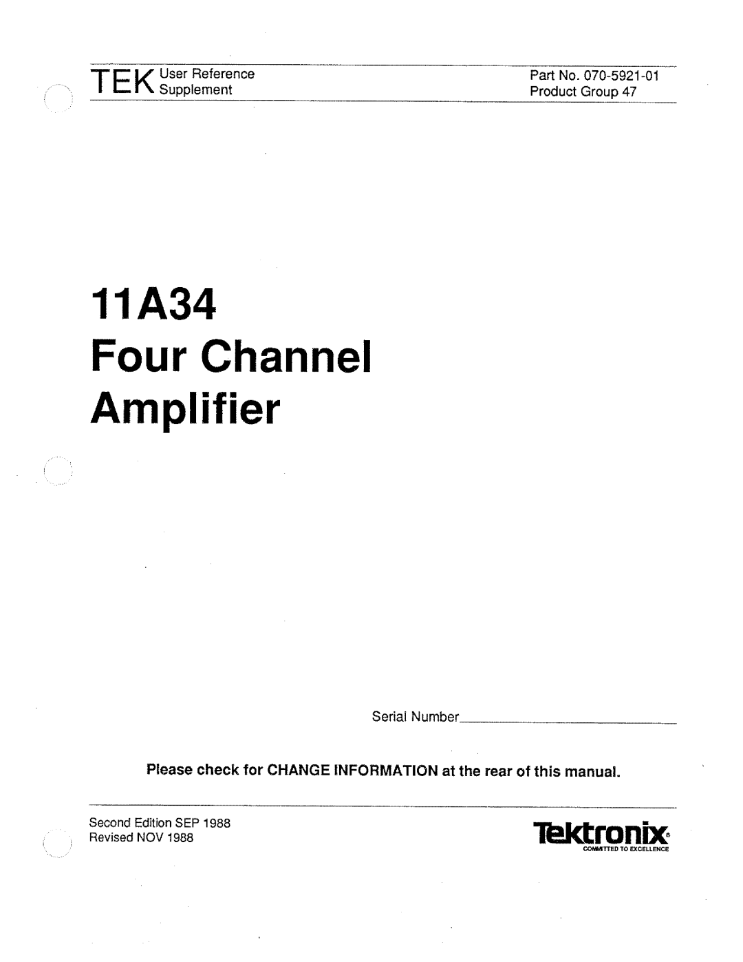 Tektronix 11A34 manual 