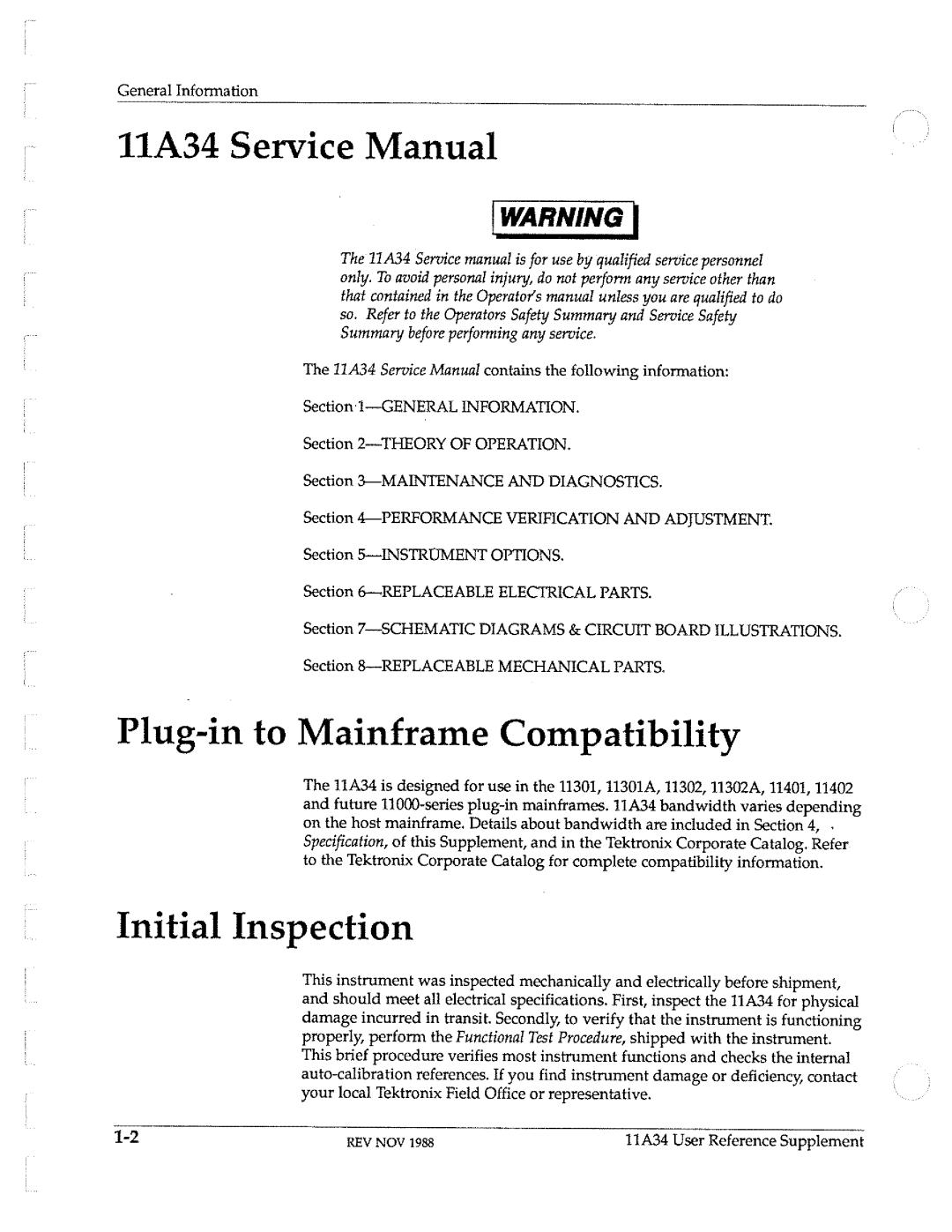 Tektronix 11A34 manual 