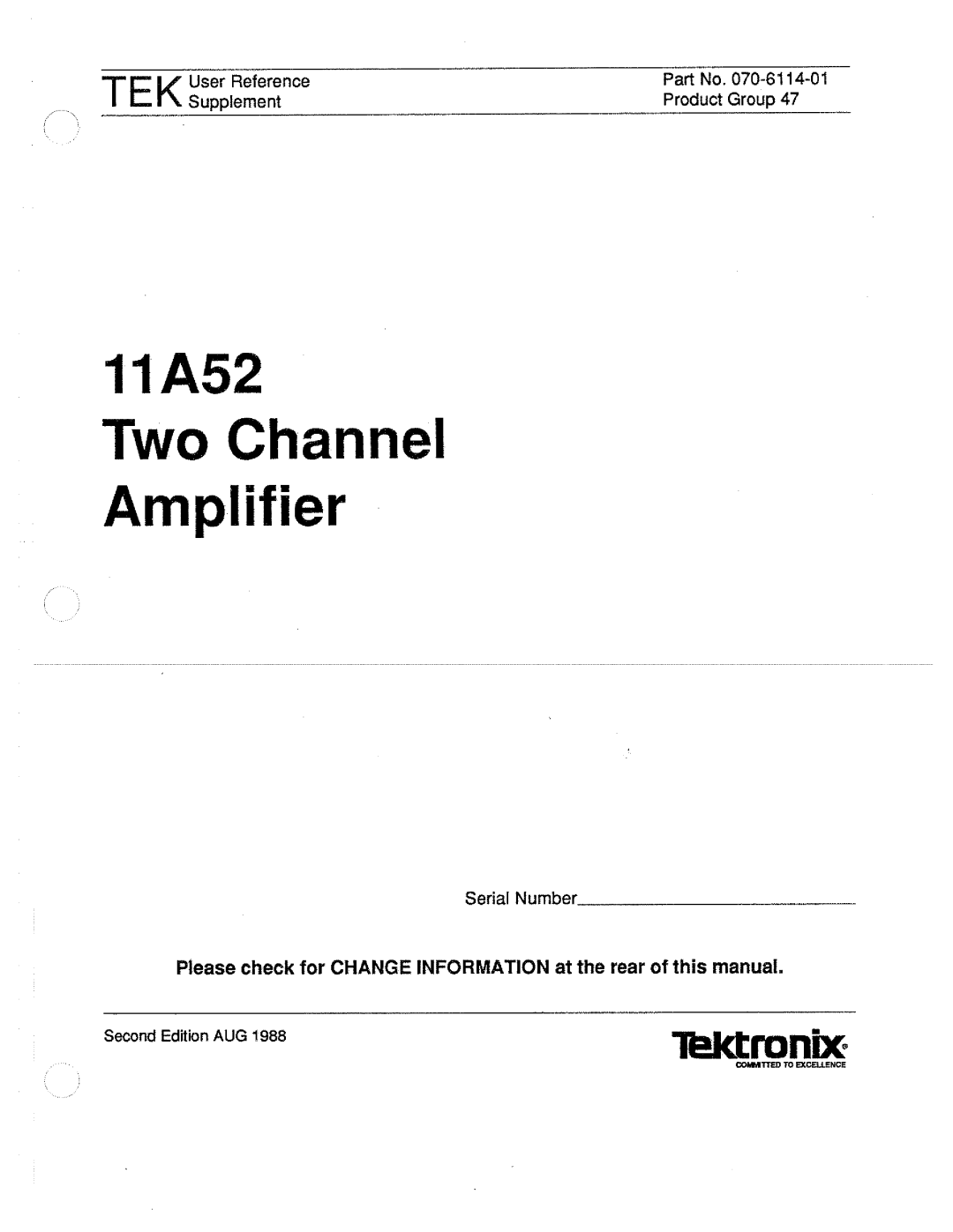 Tektronix 11A52 manual 