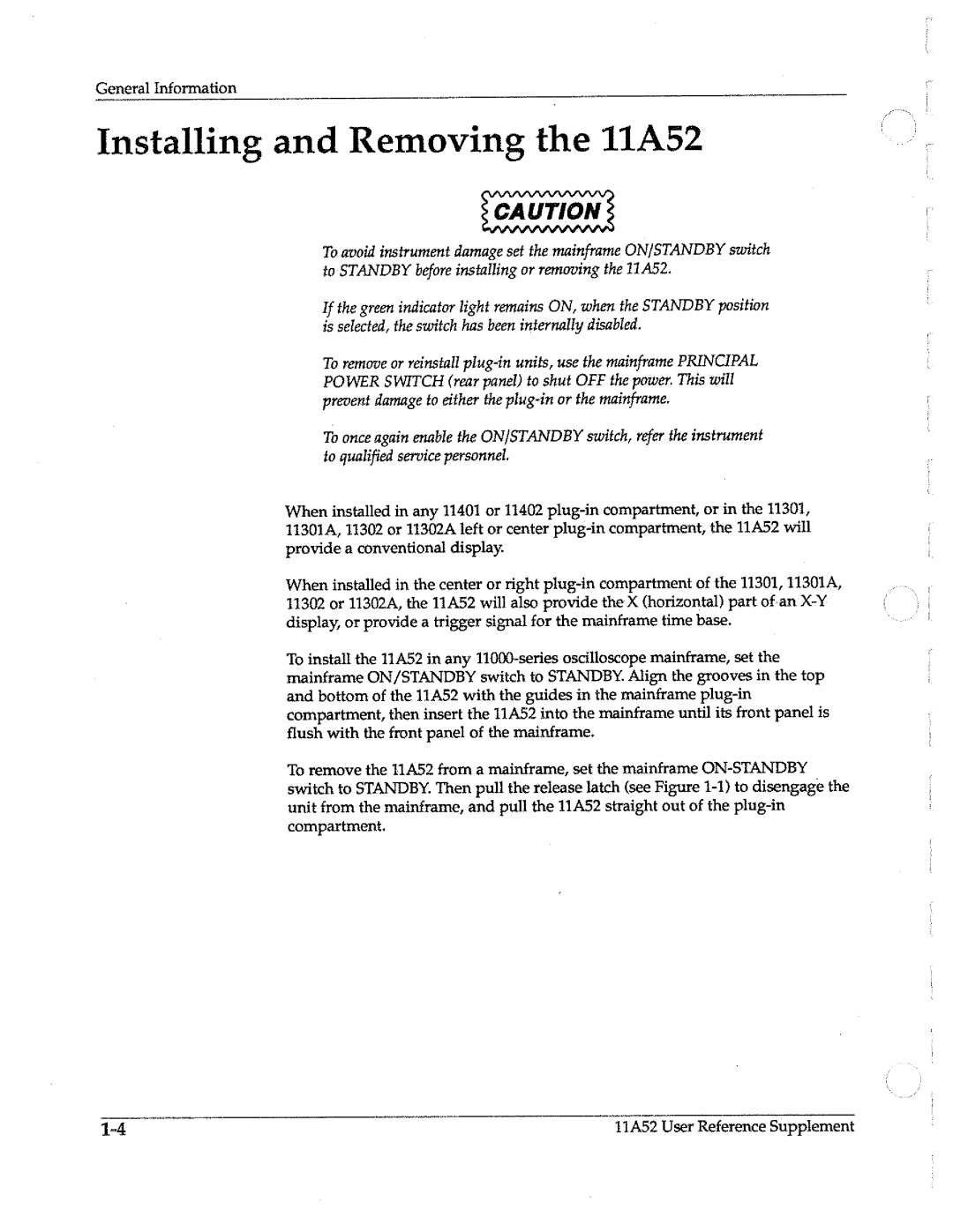Tektronix 11A52 manual 