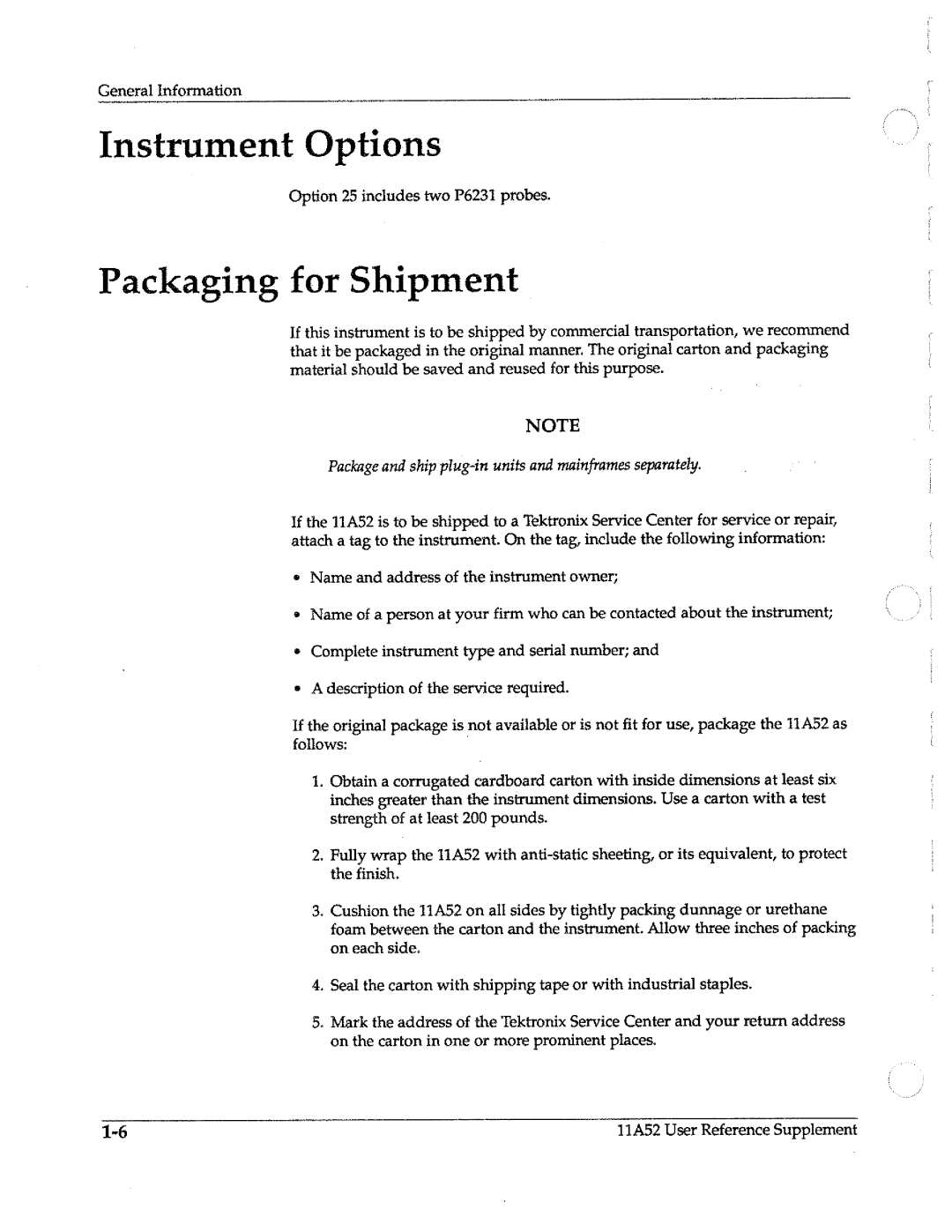 Tektronix 11A52 manual 