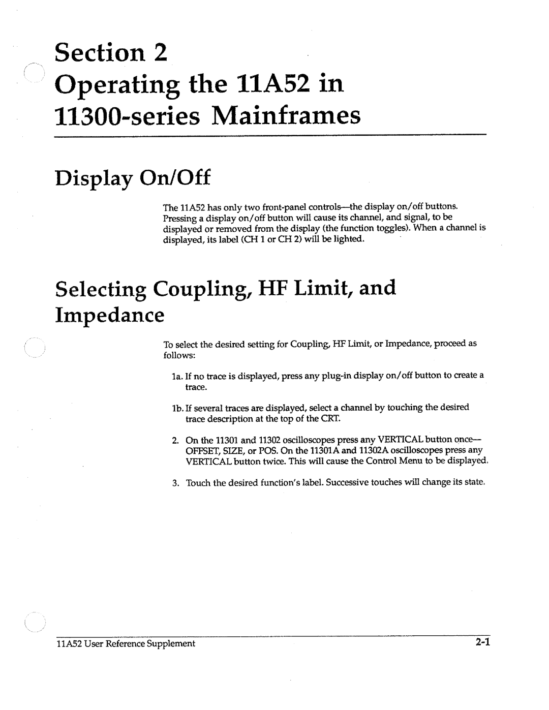 Tektronix 11A52 manual 