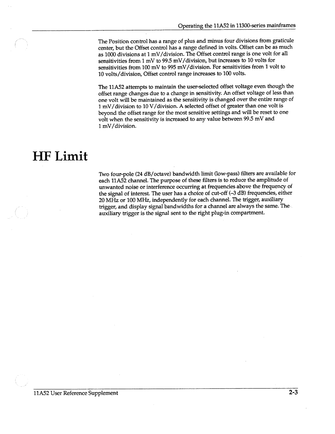 Tektronix 11A52 manual 