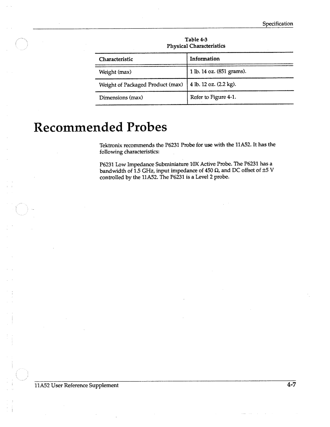 Tektronix 11A52 manual 