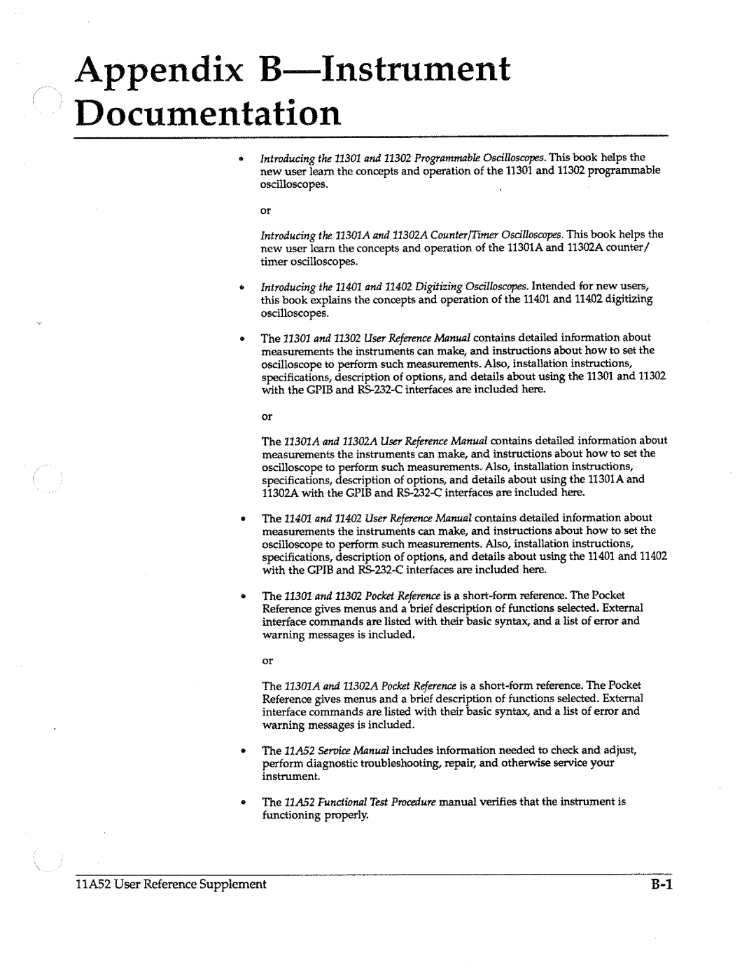 Tektronix 11A52 manual 