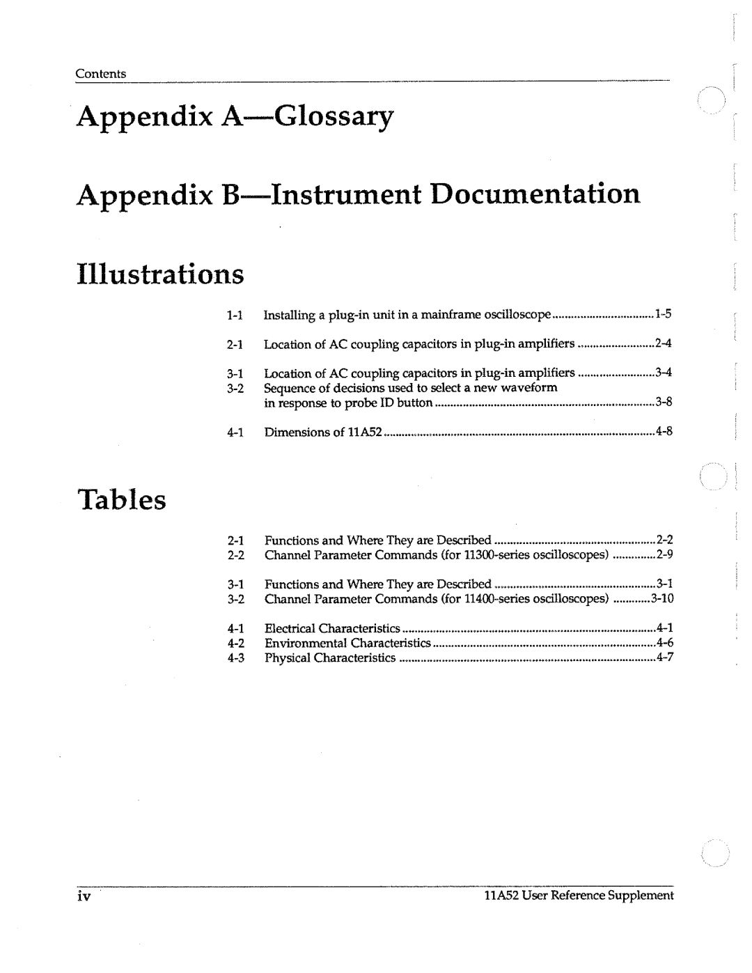 Tektronix 11A52 manual 