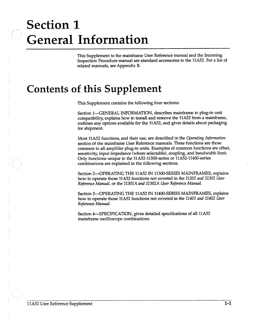 Tektronix 11A52 manual 