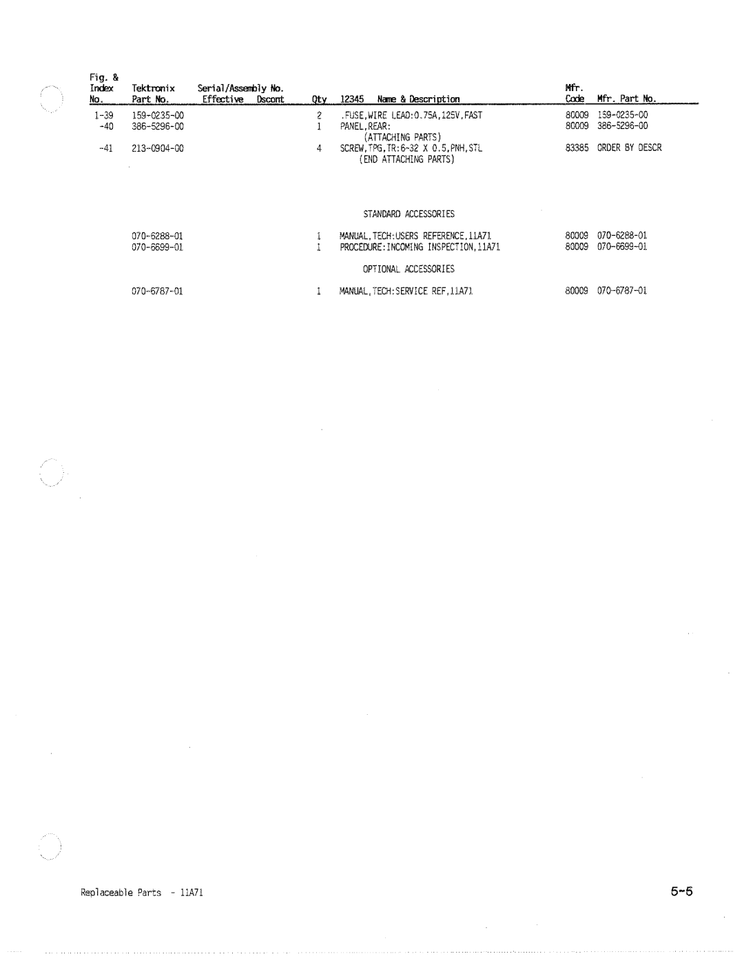 Tektronix 11A71 manual 