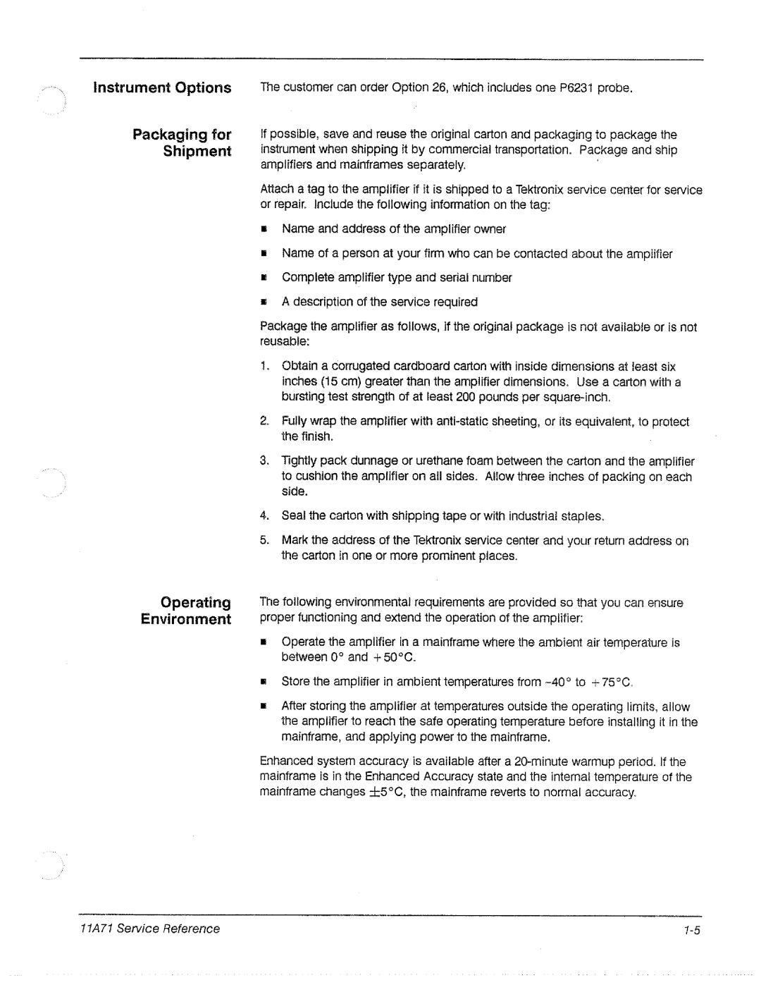 Tektronix 11A71 manual 