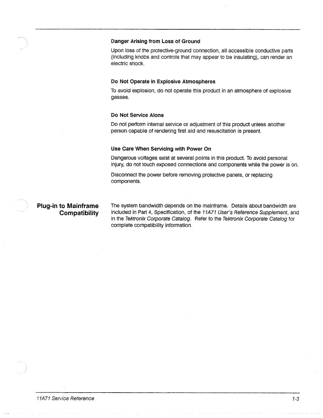 Tektronix 11A71 manual 