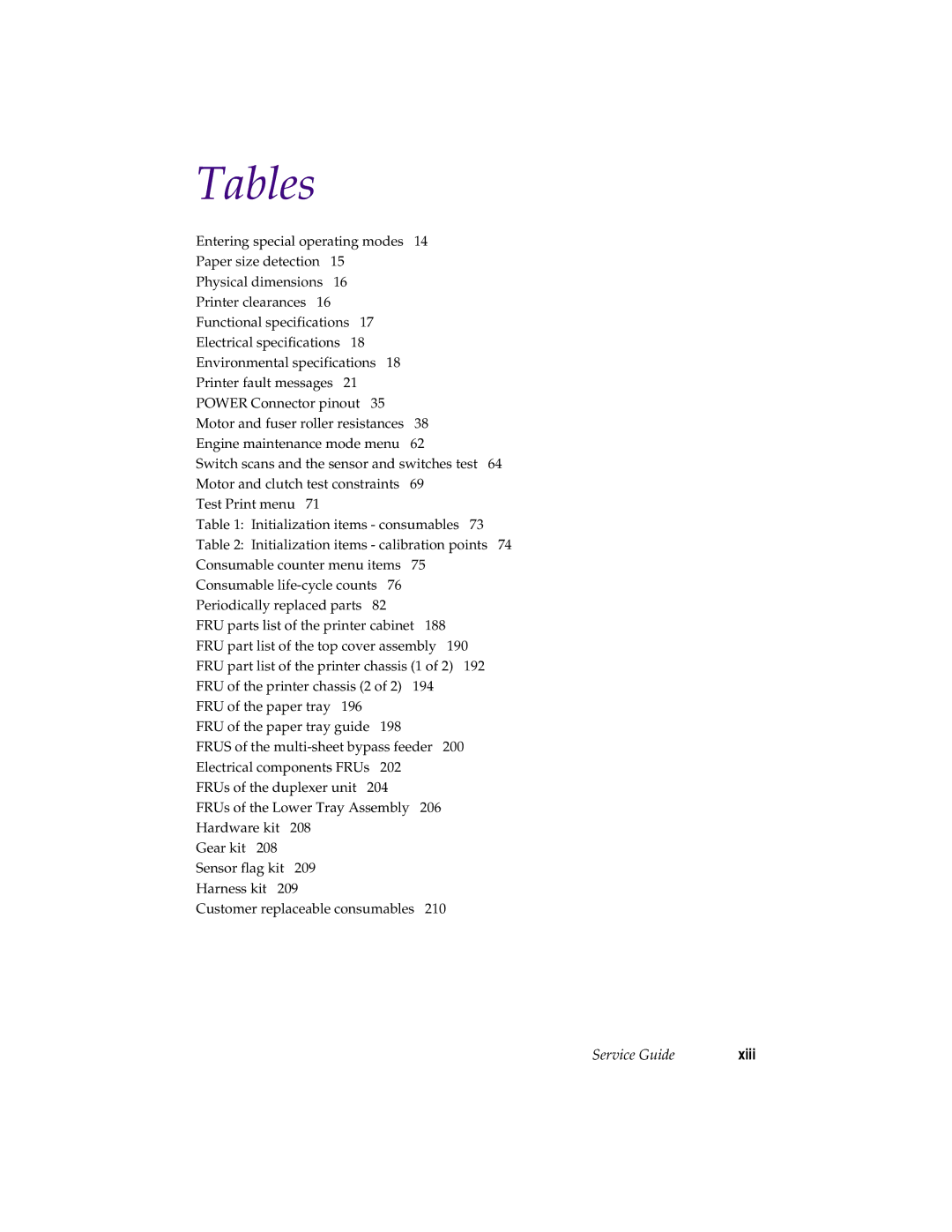 Tektronix 1235 manual Tables 