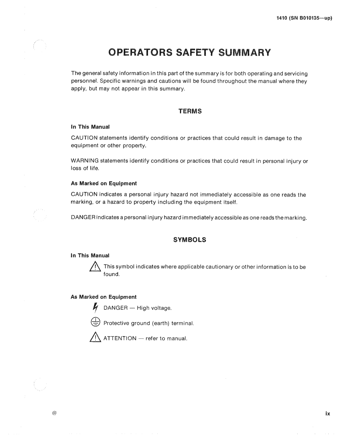 Tektronix 1410 manual 