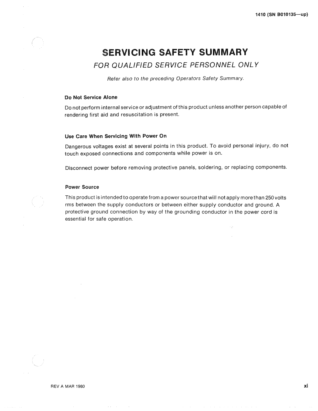 Tektronix 1410 manual 