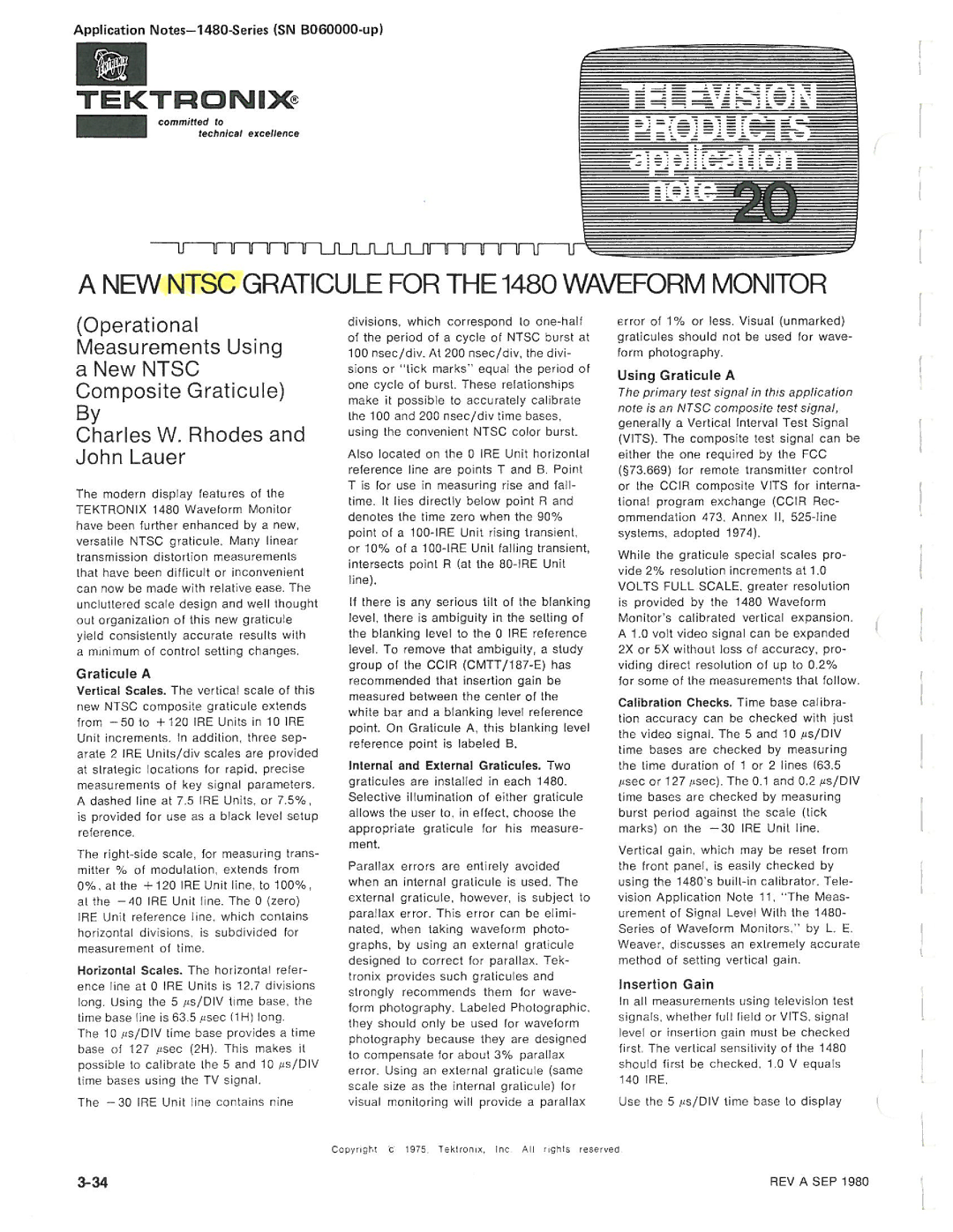 Tektronix 1480-SERIES manual 