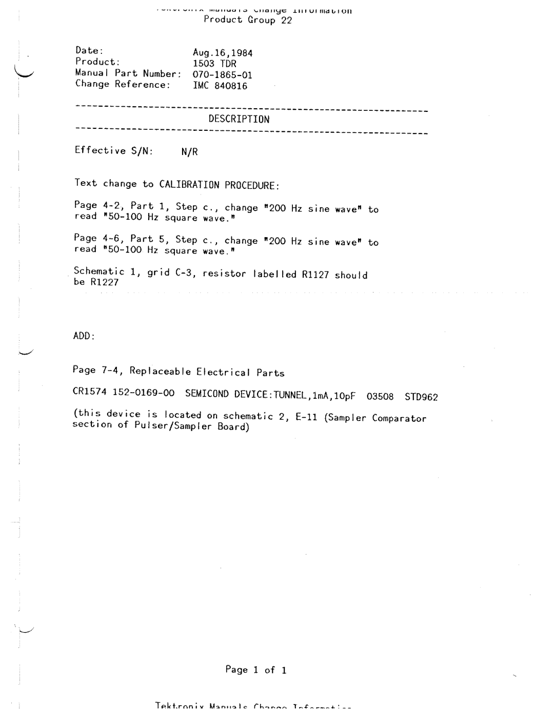 Tektronix 1503 manual 