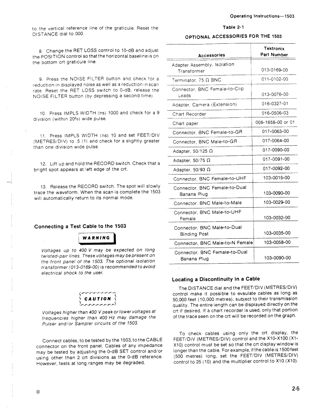 Tektronix 1503 manual 