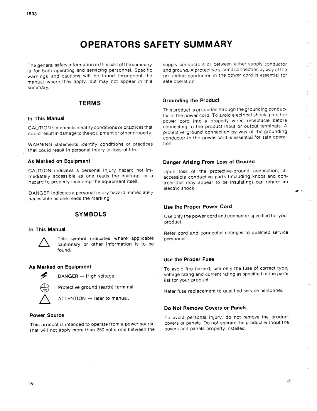 Tektronix 1503 manual 