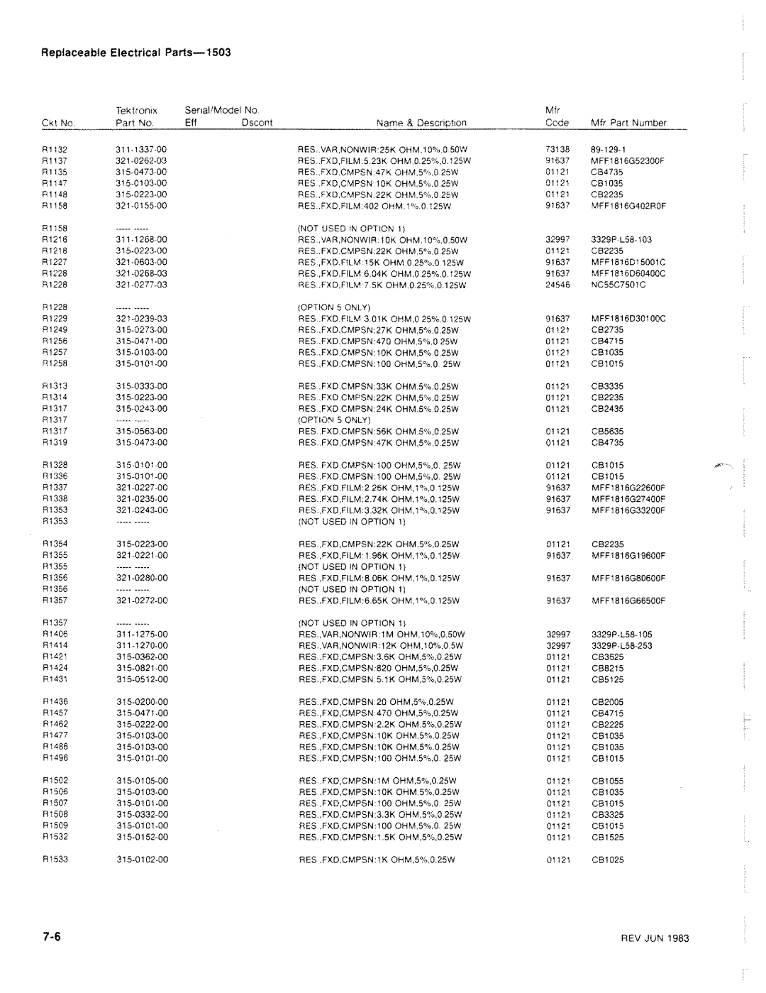 Tektronix 1503 manual 