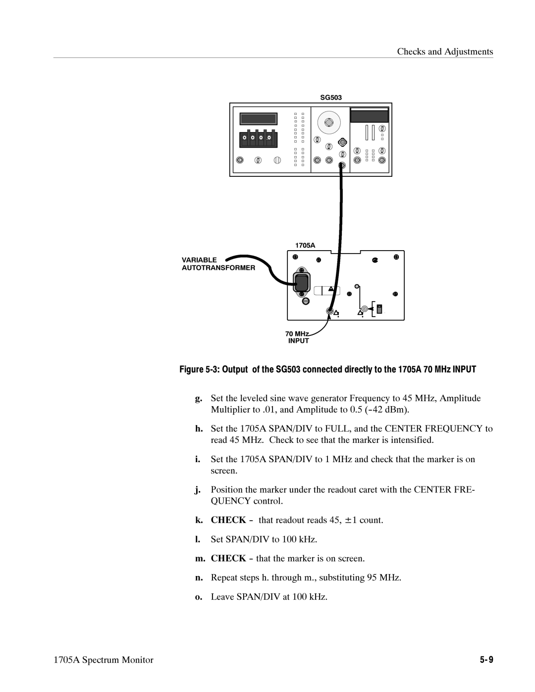 Tektronix 1705A instruction manual Checks and Adjustments, Variable Autotransformer 