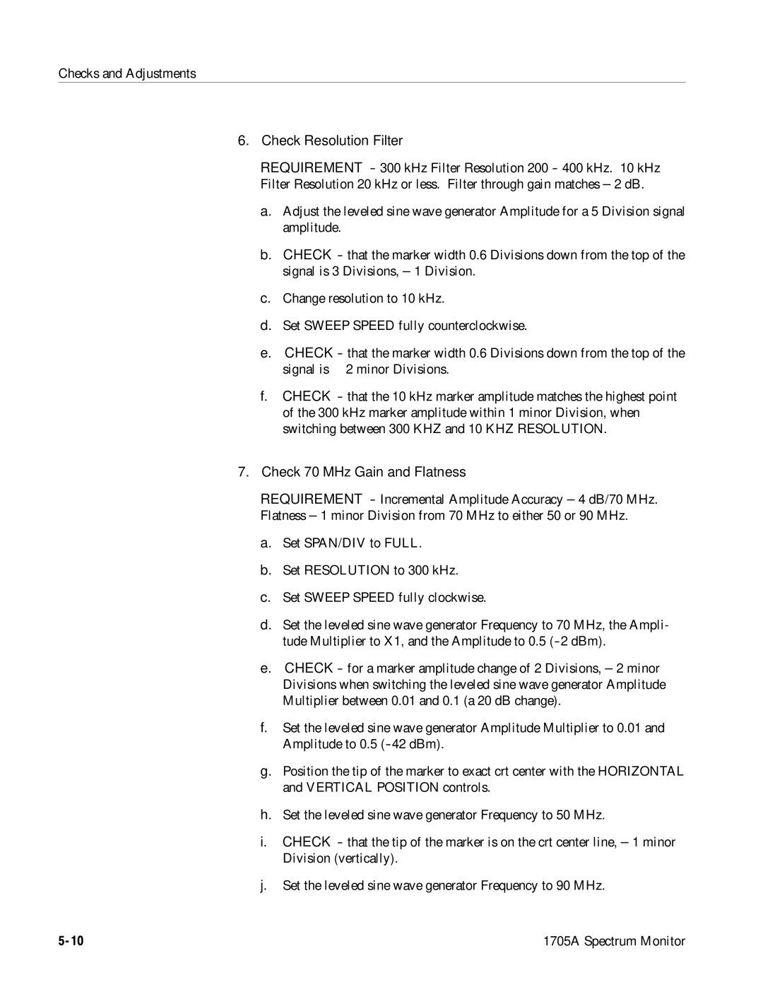 Tektronix instruction manual 1705A Spectrum Monitor 