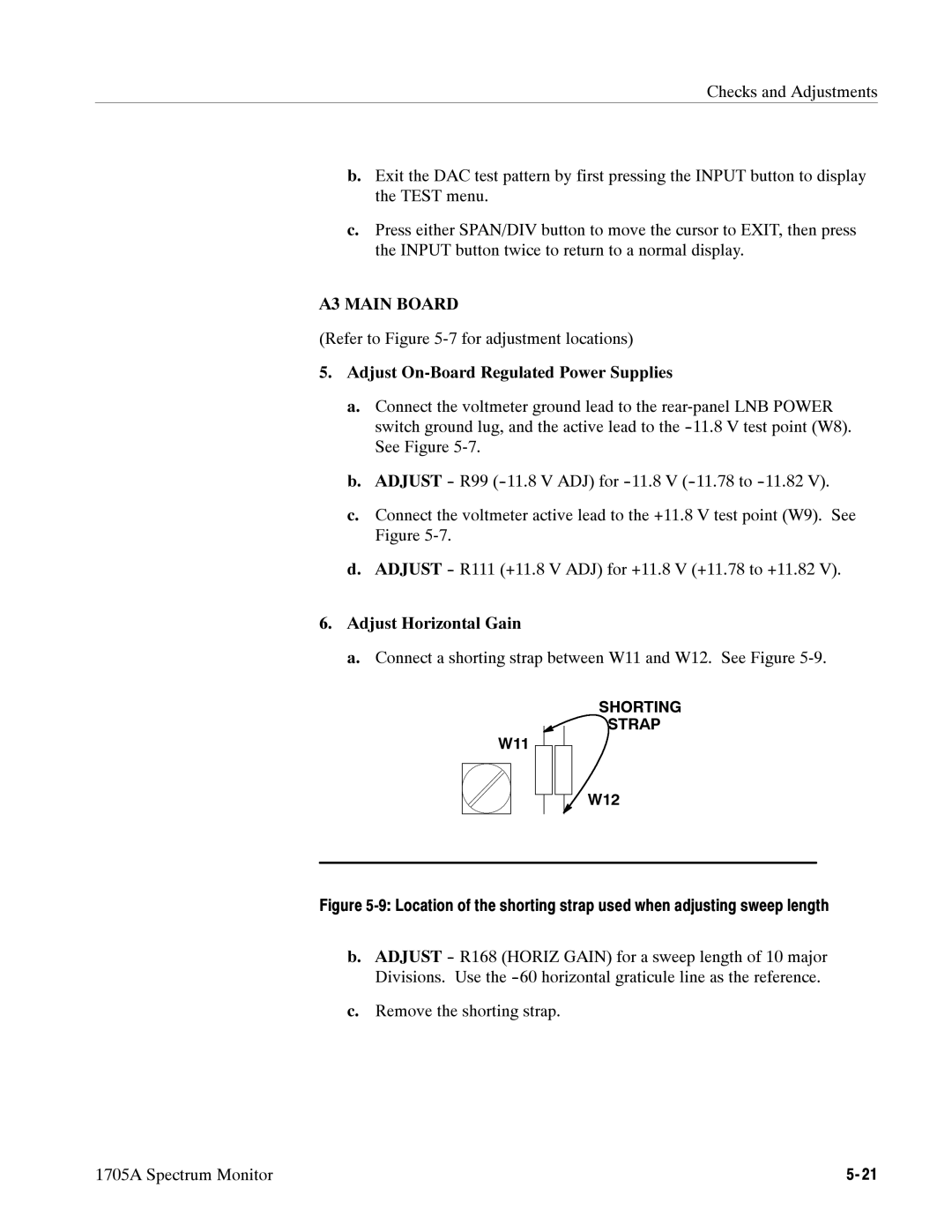 Tektronix instruction manual Remove the shorting strap 1705A Spectrum Monitor, Shorting, Strap 