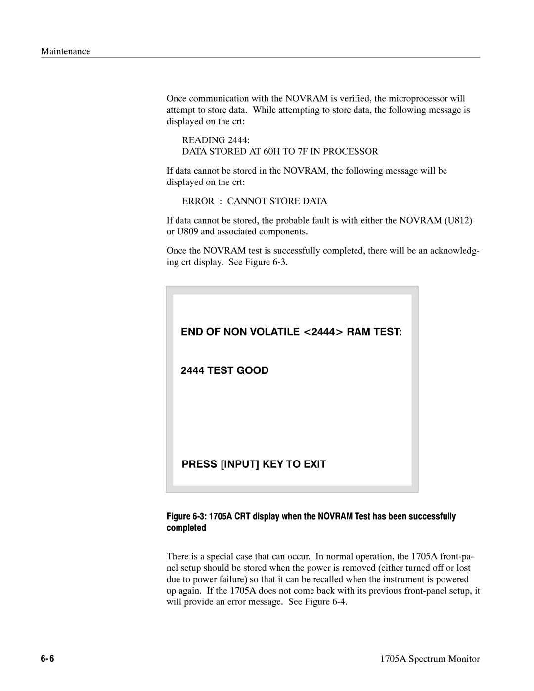 Tektronix 1705A instruction manual Reading Data Stored AT 60H to 7F in Processor 