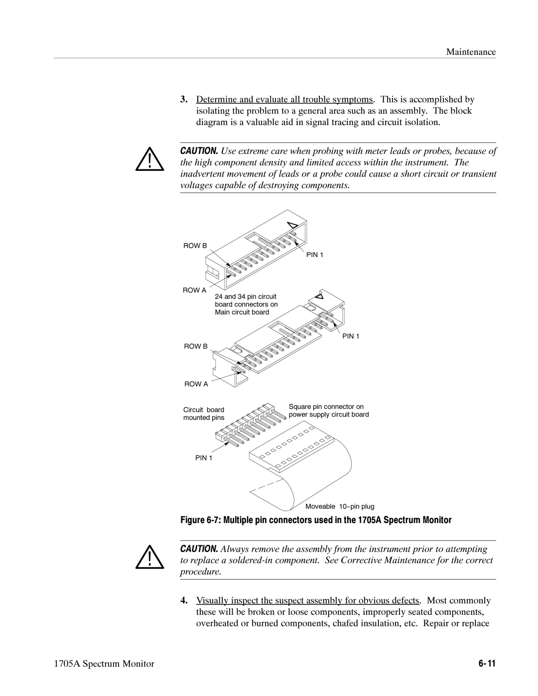 Tektronix 1705A instruction manual ROW B ROW a, Pin 