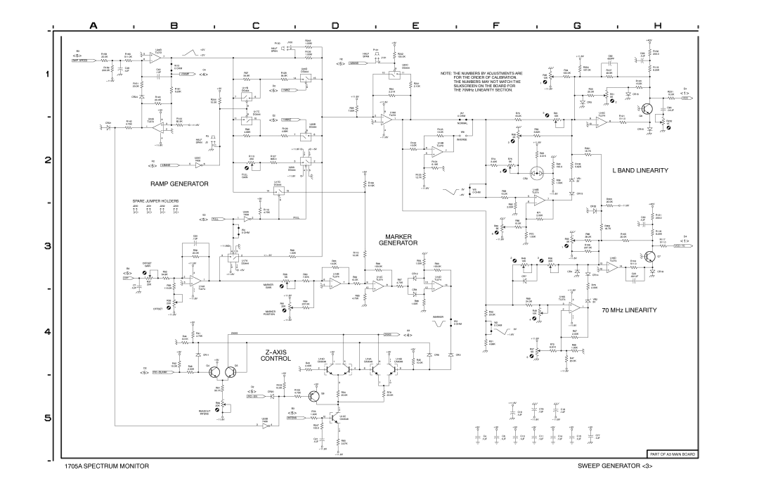 Tektronix Band Linearity, Ramp Generator, Marker, Axis, Control, 1705A Spectrum Monitor Sweep Generator 