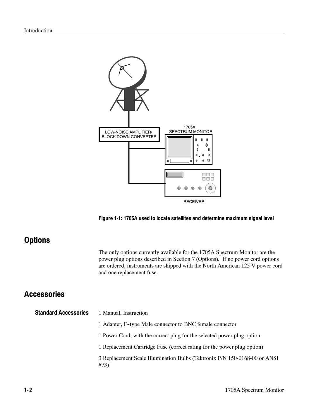 Tektronix 1705A instruction manual Options, Accessories, Introduction, #73 