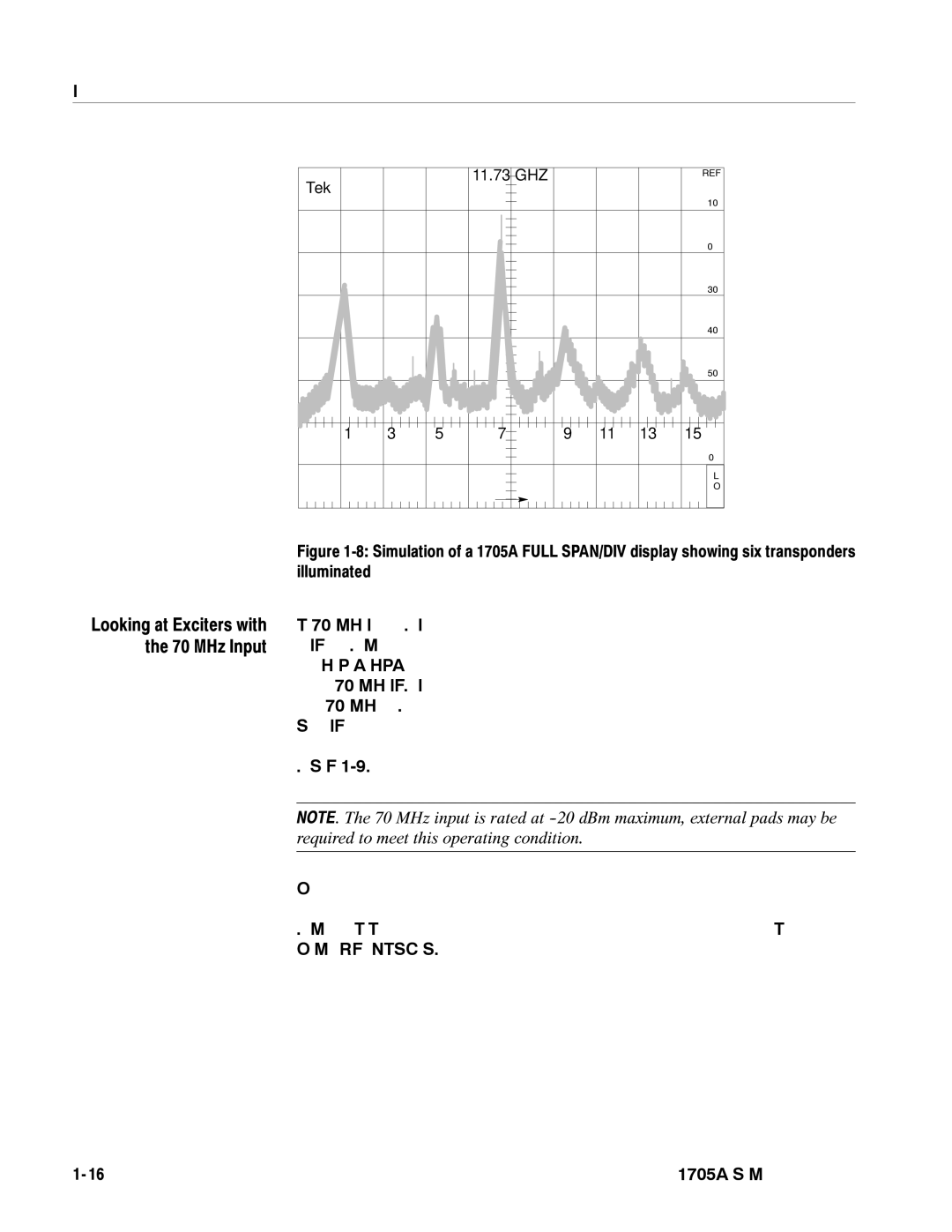 Tektronix 1705A instruction manual Looking at Exciters with the 70 MHz Input, Ghz 