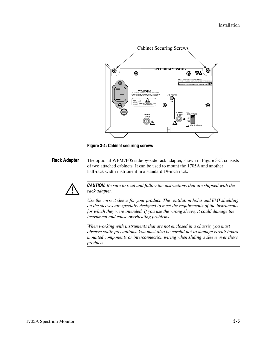 Tektronix 1705A instruction manual Cabinet Securing Screws 