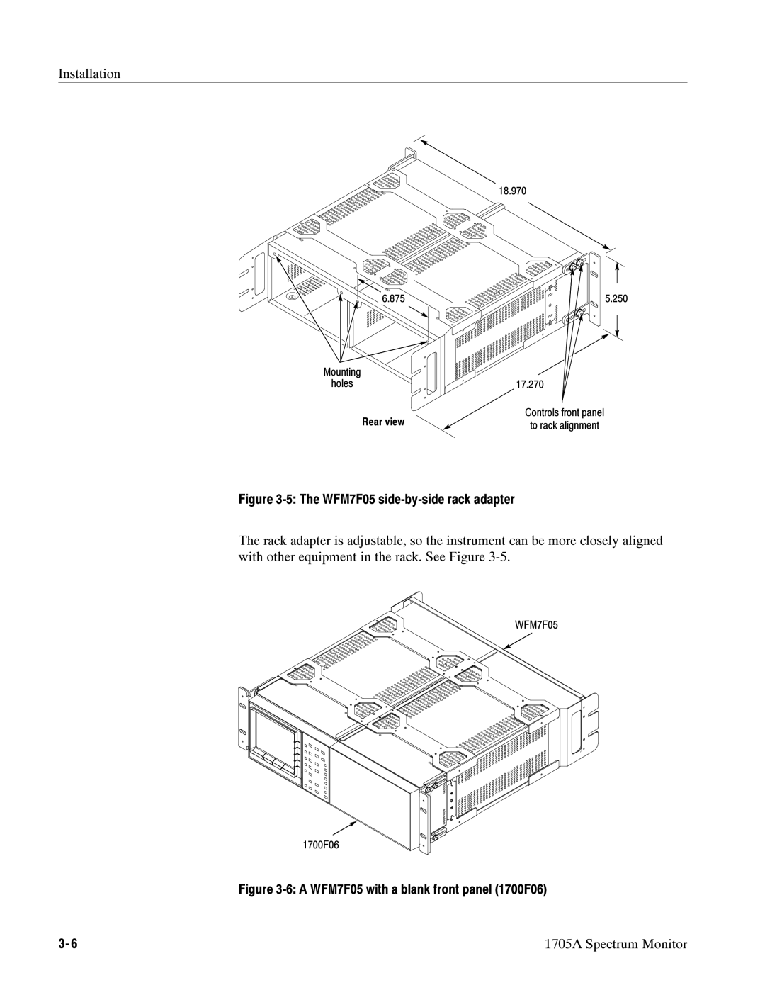 Tektronix 1705A instruction manual A WFM7F05 with a blank front panel 1700F06 